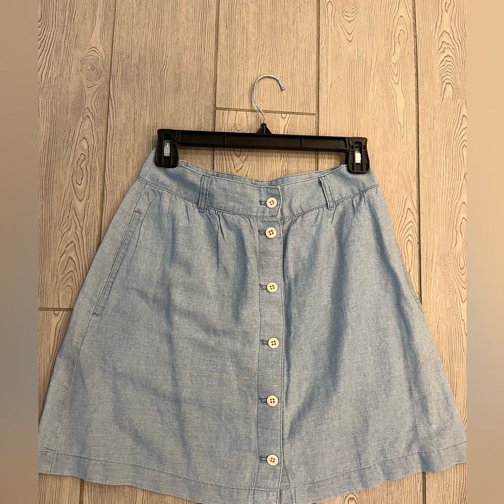 Madewell Chambray Button Front Skirt Skirt